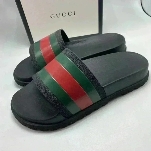 Gucci slide sandal with web GG red green lido - Picture 2 of 11